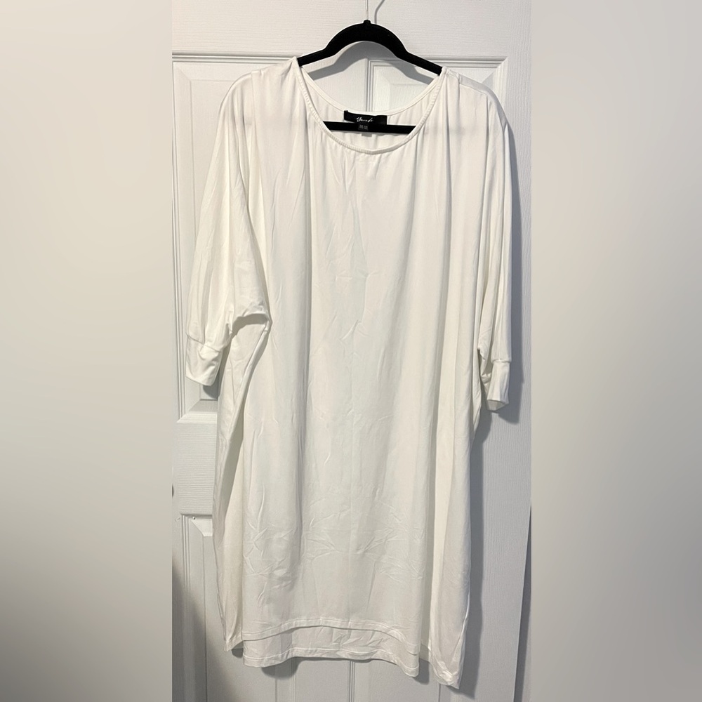 YANA K Apple 3/4 Sleeves W/Cuff Scoop Neck Oversized Midi Dress Size OS